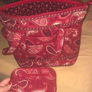 Red Patterned Vera Bradley Handbag